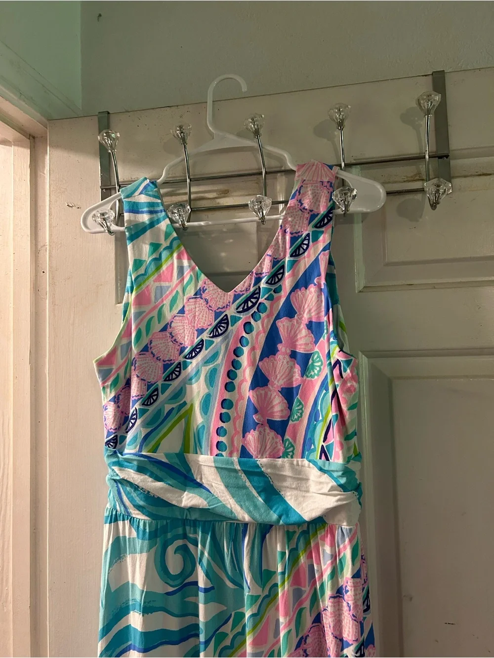 Lilly Pulitzer Sleeveless Maxi Dress in Aqua, Pink & White - Picture 2 of 3